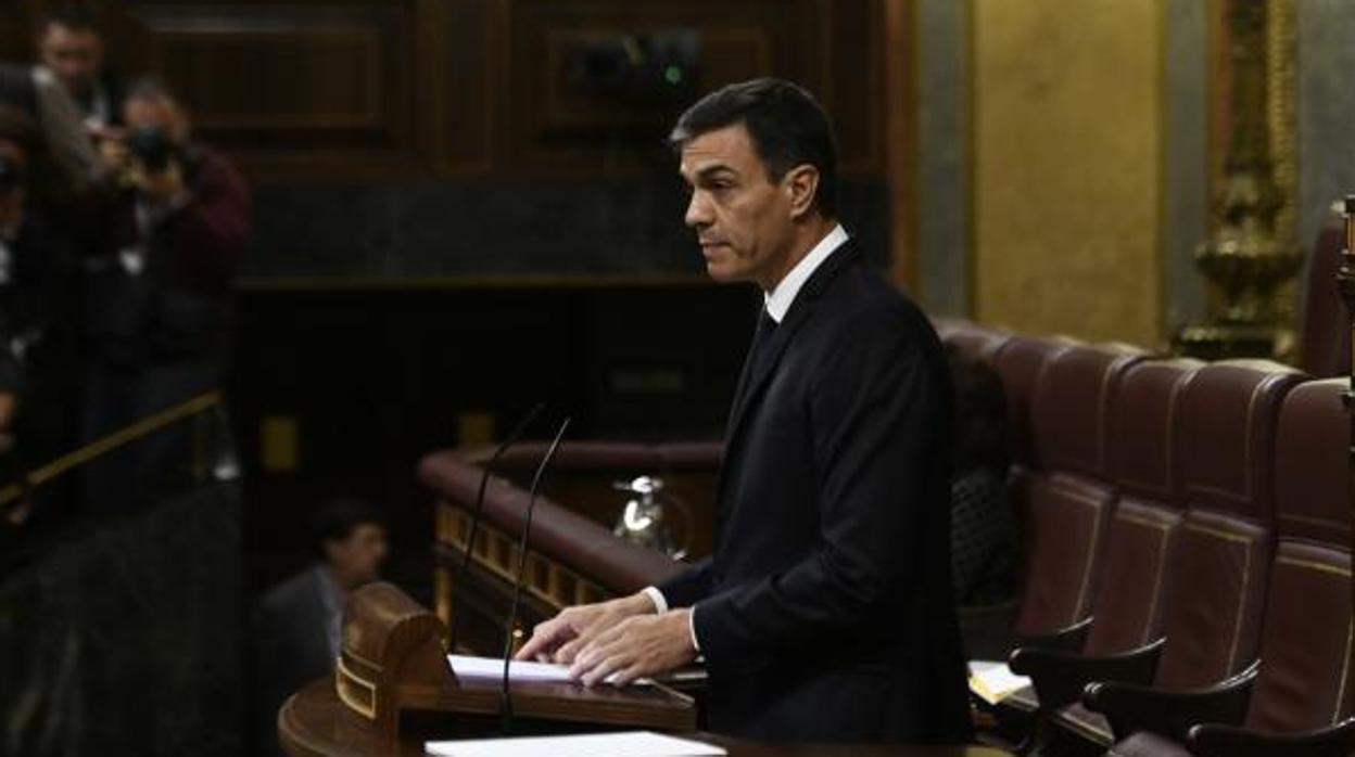 El presidente del Gobierno, Pedro Sánchez, el miércoles en el Congreso de los Diputados