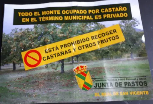 Cartel de la Junta de Pastos de El Real de San Vicente que denuncia la situación