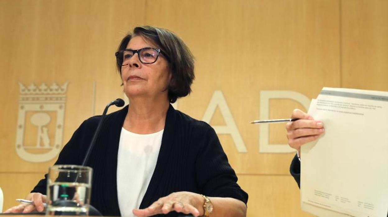 Inés Sabanés, el pasado lunes, en rueda de prensa tras la aprobación del decreto de Madrid Central