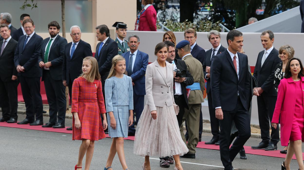 La Princesa de Asturias, junto a su hermana y la Reina, el pasado 12 de octubre