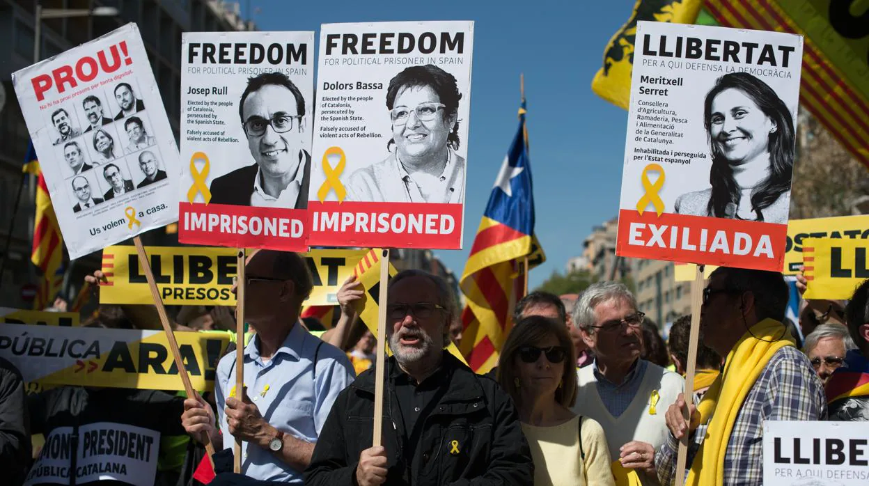 Manifestación por la libertad de los líderes independentistas presos