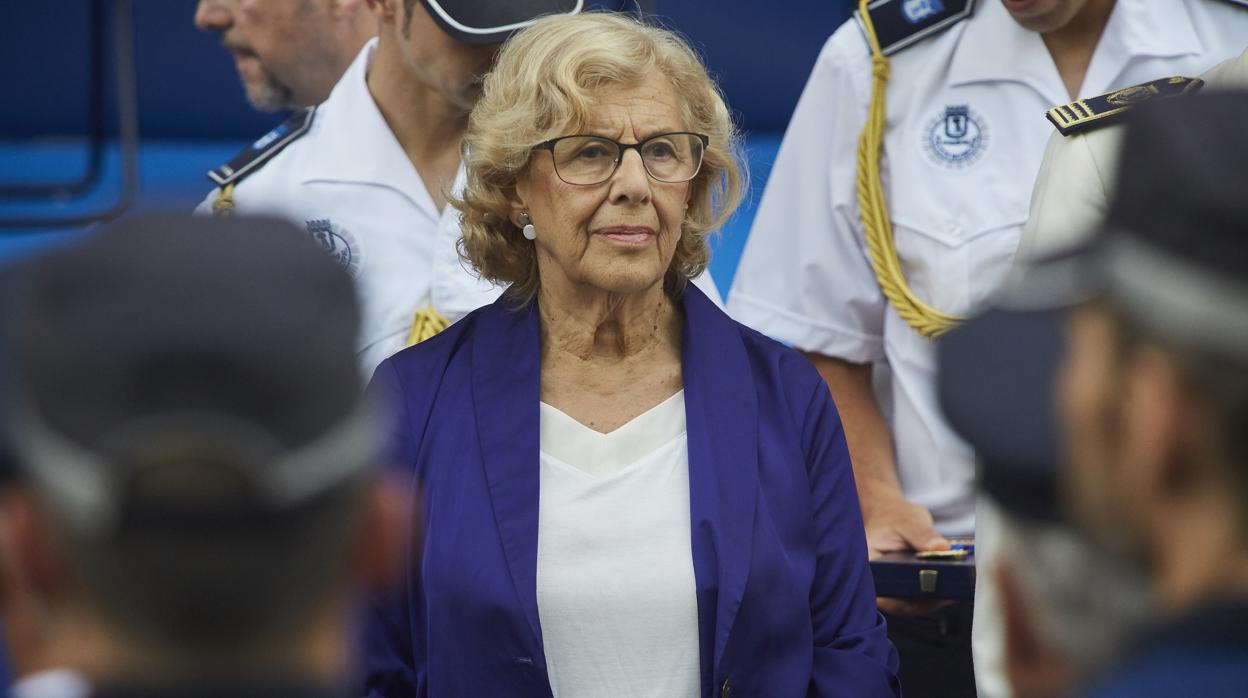 Manuela Carmena, durante la celebración del día de la Policía Municipal