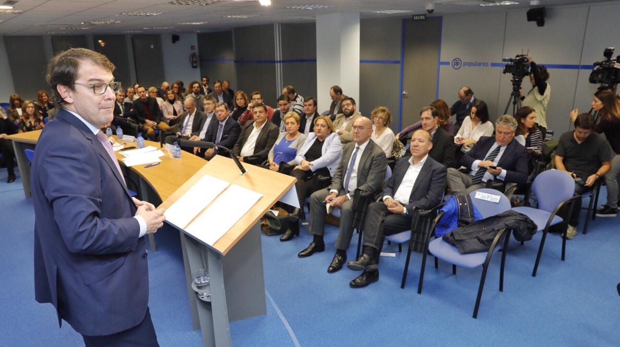 El presidente del PP de Castilla y León, Alfonso Fernández Mañueco, en el Comité Ejecutivo del Partido