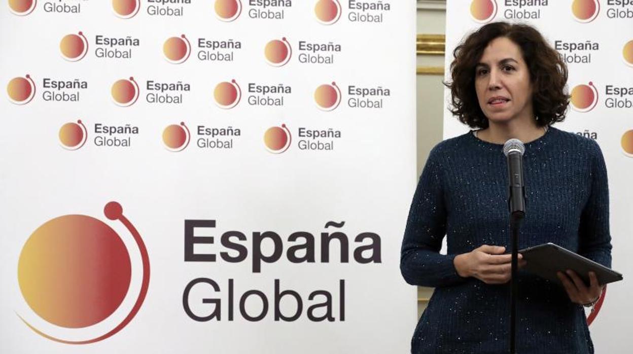 Irene Lozano, secretaria de Estado de España Global, en la presentación del logo de esta mañana