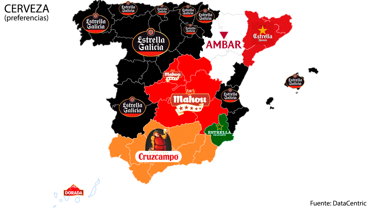 Los mapas de las marcas preferidas por los españoles en cada comunidad autónoma
