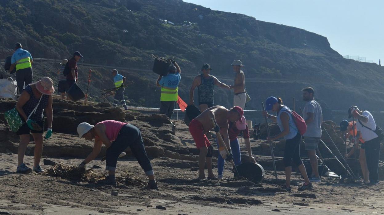 Voluntarios este miércoles en El Confital