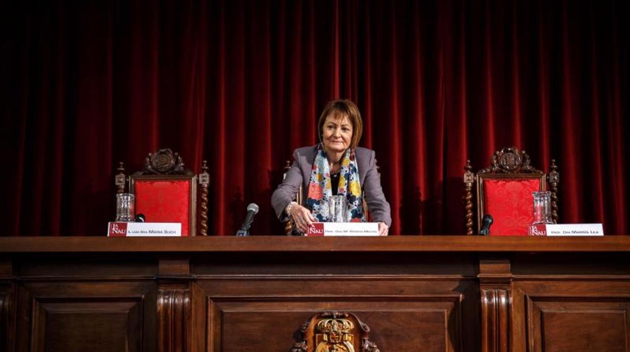 Mavi Mestre, rectora de la Universidad de Valencia, este viernes en una jornada sobre la violencia machista