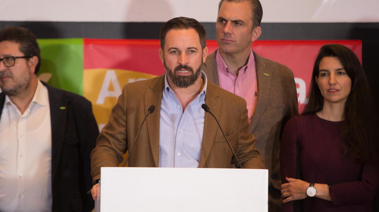 La rueda de prensa del presidente de VOX, Santiago Abascal, ayer en Sevilla