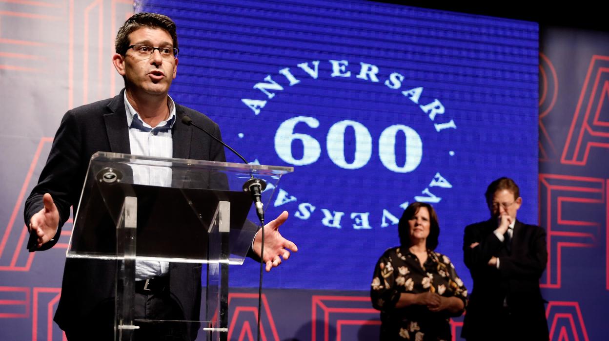 Jorge Rodriguez, durante su intervención en los actos del 600 aniversario de la Fira de Ontinyent al que asistió Ximo Puig