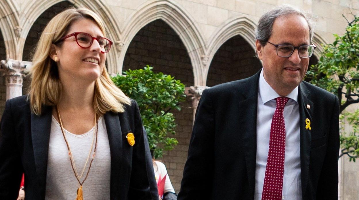 El Presidente de la Generalitat, Quim Torra, y su portavoz, Elsa Artadi