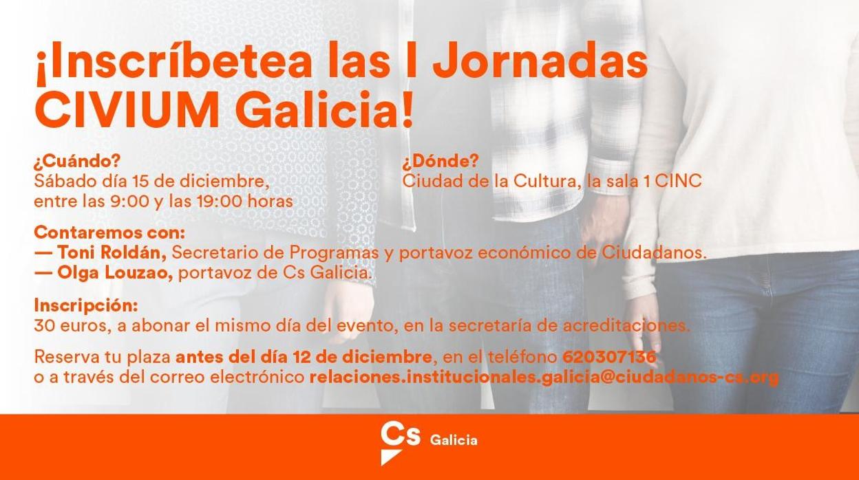 Invitación a las jornadas de Ciudadanos, con el precio de inscripción