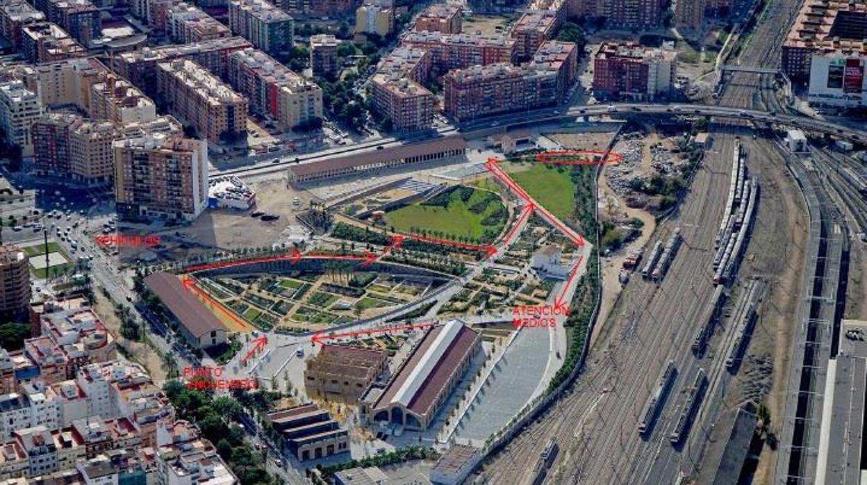 Imagen aérea del Parque Central de Valencia