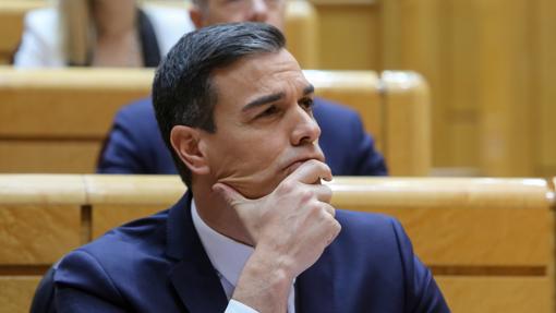 El presidente del Gobierno, Pedro Sánchez, durante una comparecencia en el Senado