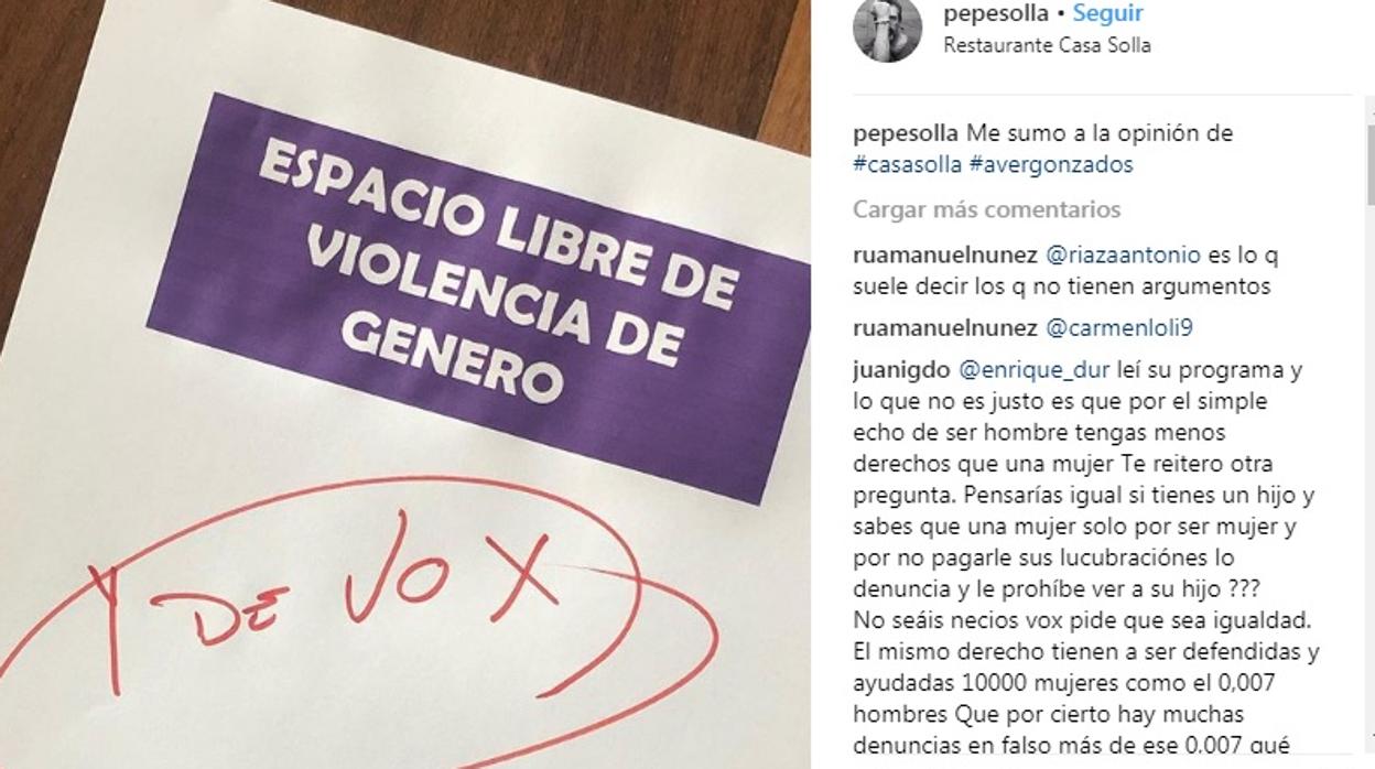 Publicación de Pepe Solla en su cuenta de esta red social el pasado día 4 de enero