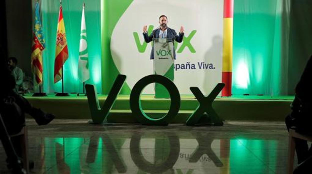 Imagen de Santiago Abascal en el acto celebrado por Vox en Valencia en octubre del pasado año