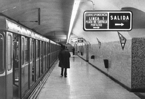 Andén de la estación de José Antonio en los años setenta