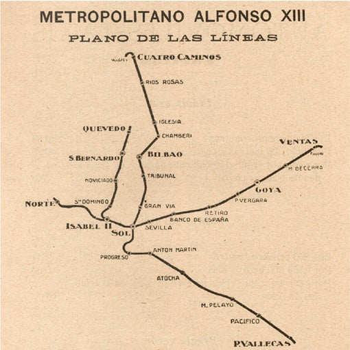 Plano de metro de Madrid de 1926