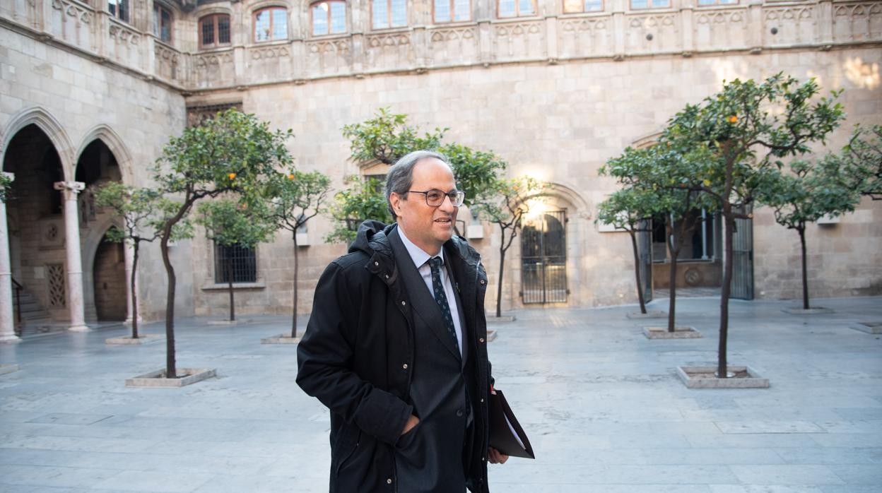 El presidente de la Generalitat, Quim Torra, tras la reunión ejecutiva del Govern, ayer