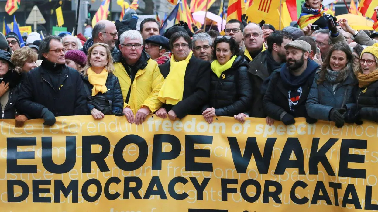 Manifestación independentista por las calles de Bruselas