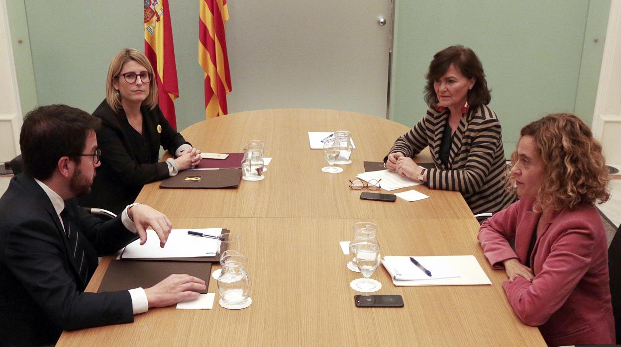 Reunión entre Calvo, Batet, Aragonès y Artadi en Barcelona