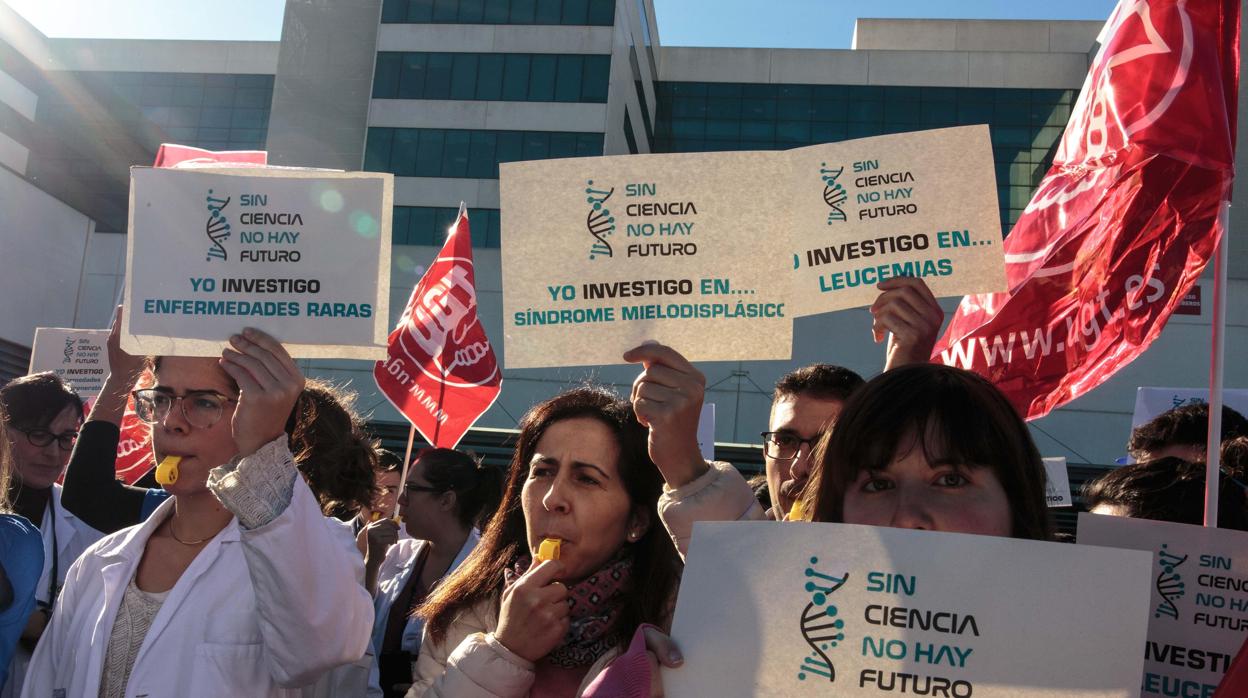 Imagen de la protesta de este miércoles ante el hospital La Fe de Valencia