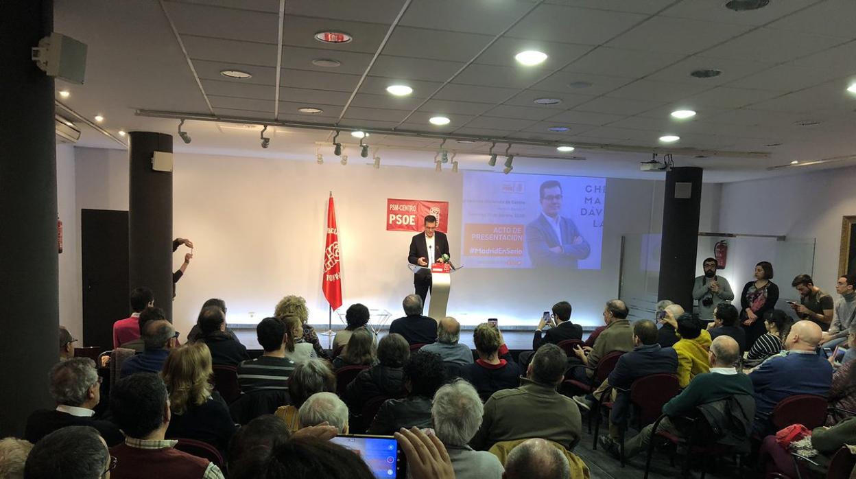 Chema Dávila, durante la presentación de su candidatura en la agrupación socialista de Centro