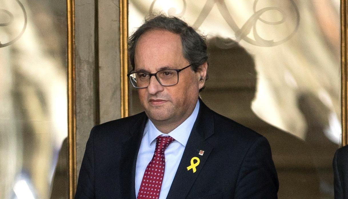 El presidente de la Generalitat, Quim Torra, hoy martes en las inmediaciones del Tribunal Supremo, en Madrid