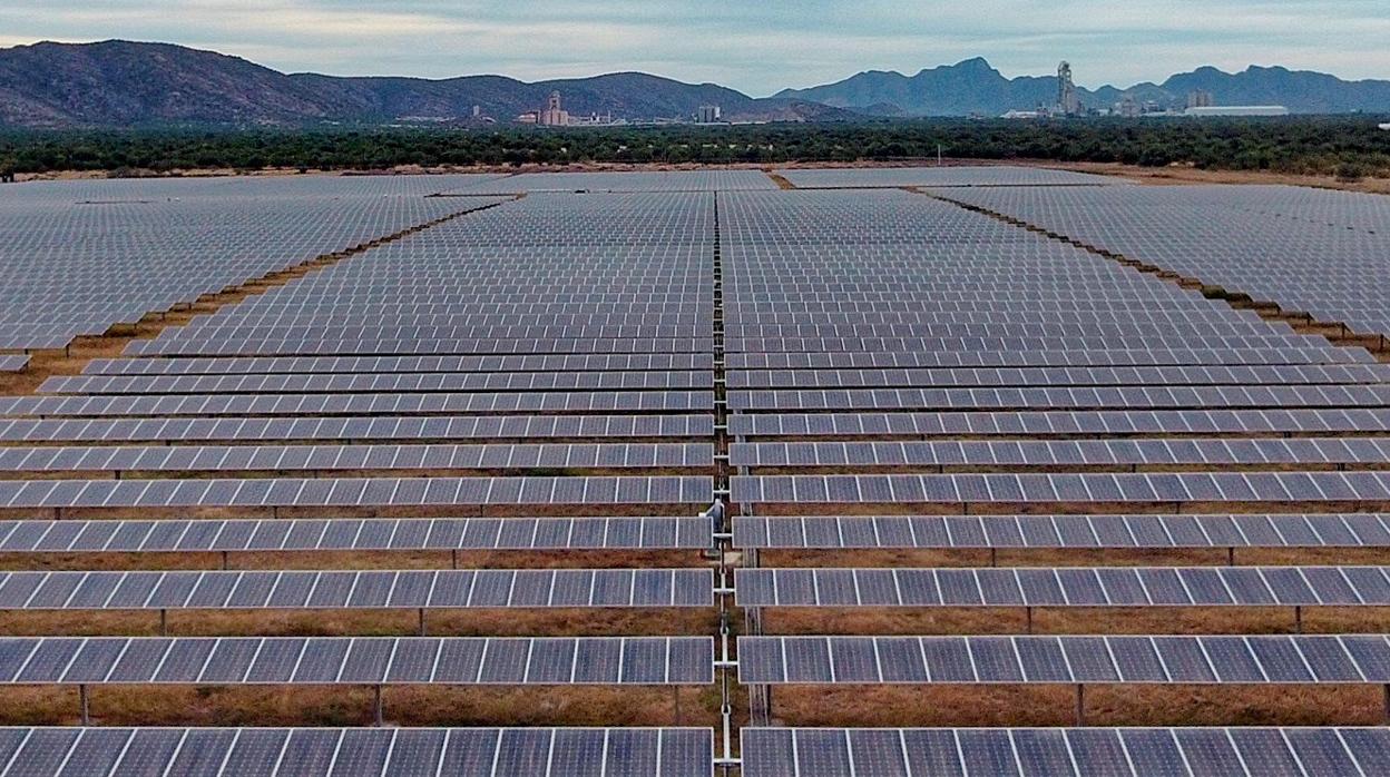 Placas fotovoltaicas en una planta de energía solar