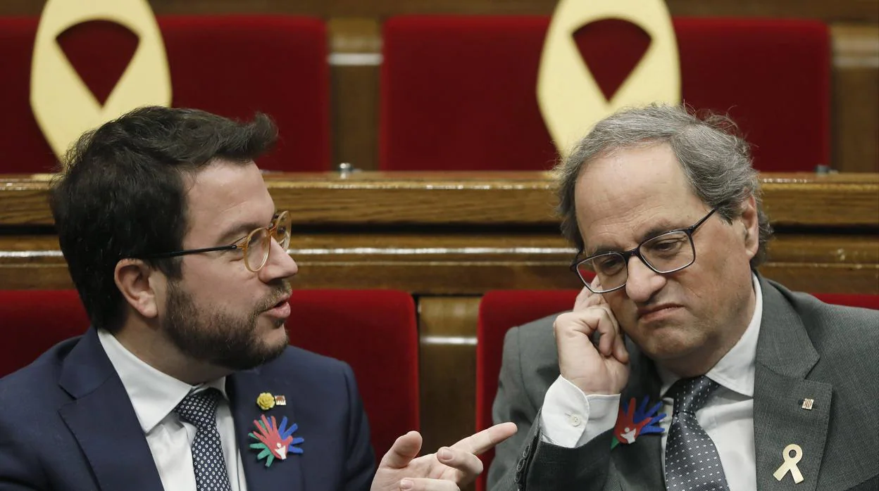 Quim Torra y el vicepresidente Pere Aragonès esta semana en el Parlament