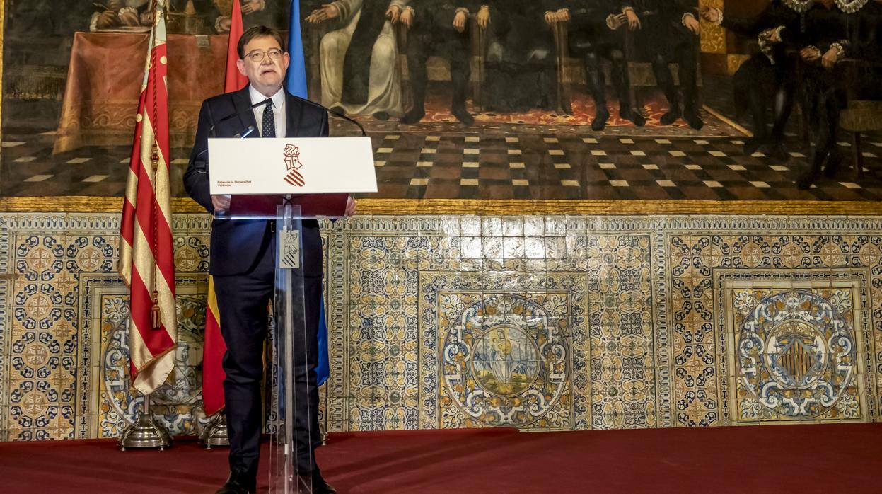 El presidente de la Generalitat, Ximo Puig, el pasado lunes durante el anuncio del adelanto electoral