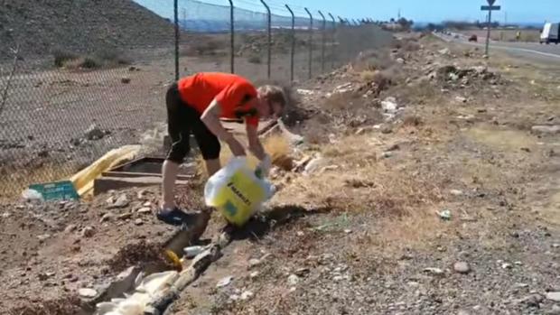 Turistas en Canarias recogen basura en carreteras