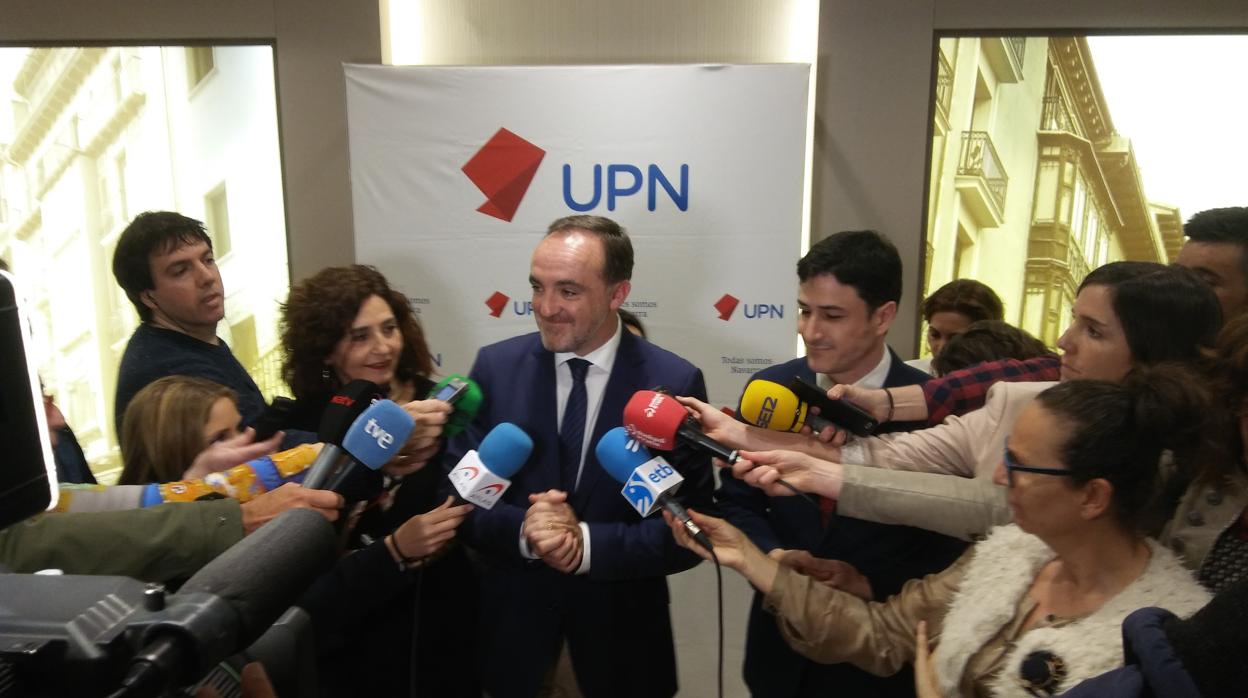 El presidente de UPN, Javier Esparza a la salida del Consejo Político
