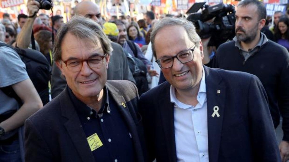 Torra junto a Artur Mas en la manifestación en Madrid