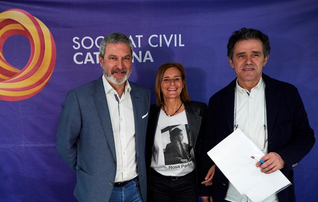 Los líderes de Societat Civil Catalana, el viernes tras una rueda de prensa