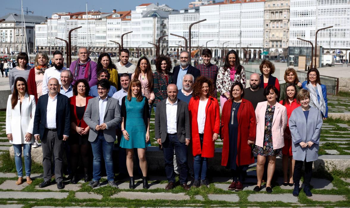 Los candidatos de En Marea al 28-A, ayer en La Coruña