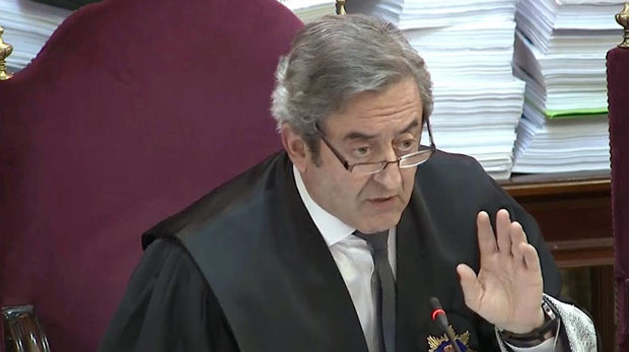 Intervención del fiscal Javier Zaragoza durante la sesión del juicio del «procés» celebrada el pasado jueves