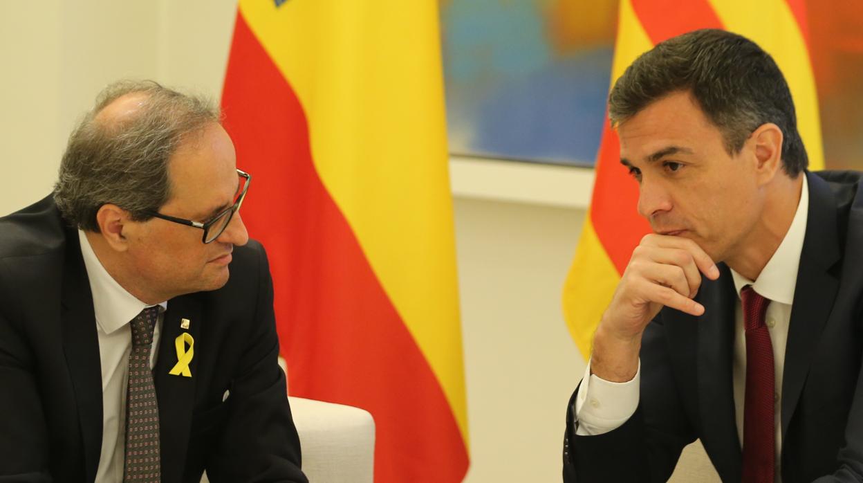 Quim Torra y Pedro Sánchez en el palacio de La Moncloa