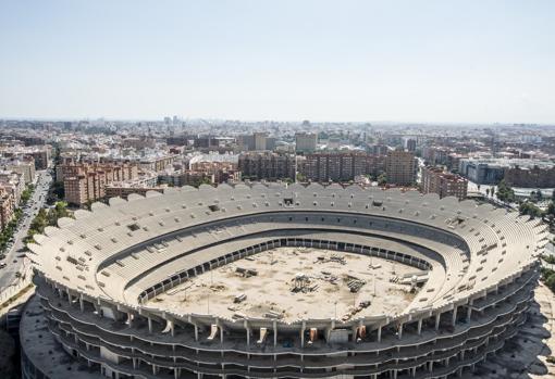 Imagen del estado actual del nuevo estadio del Valencia