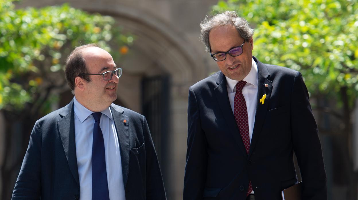 Miquel Iceta y Quim Torra en el Palau de la Generalitat