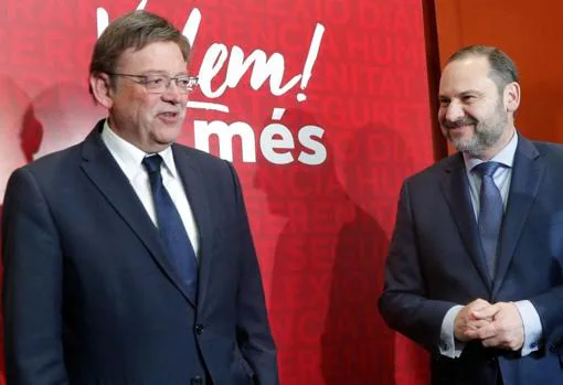 Ximo Puig y José Luis Ábalos en un acto preelectoral en Valencia, hace unos días