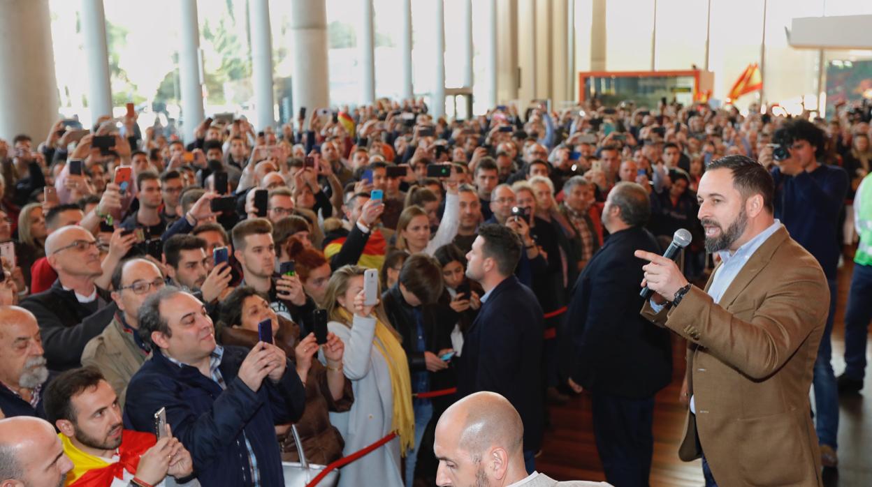 Imagen del mitin protagonizada por Santiago Abascal este lunes en Valladolid