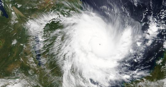 Imagen del ciclón Kenneth, a su llegada a Mozambique