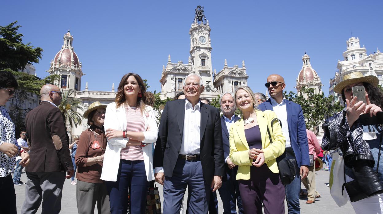 Josep Borrell, este domingo en el mitin celebrado en Valencia