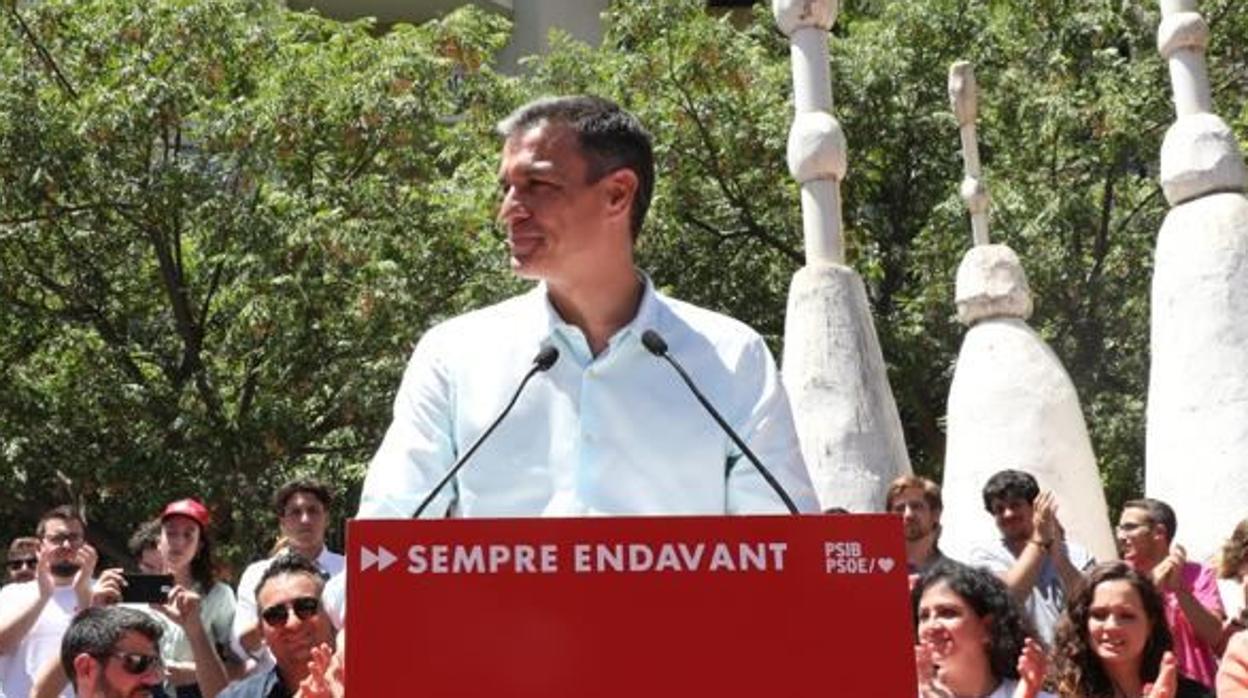 Pedro Sánchez, durante el mitin que ha realizado en Palma de Mallorca