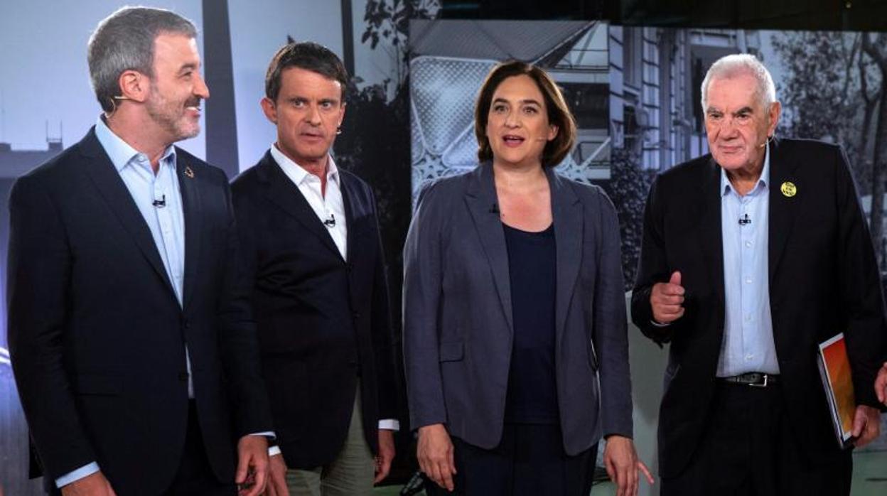 Collboni, Valls, Colau y Maragall, en la pasada campaña