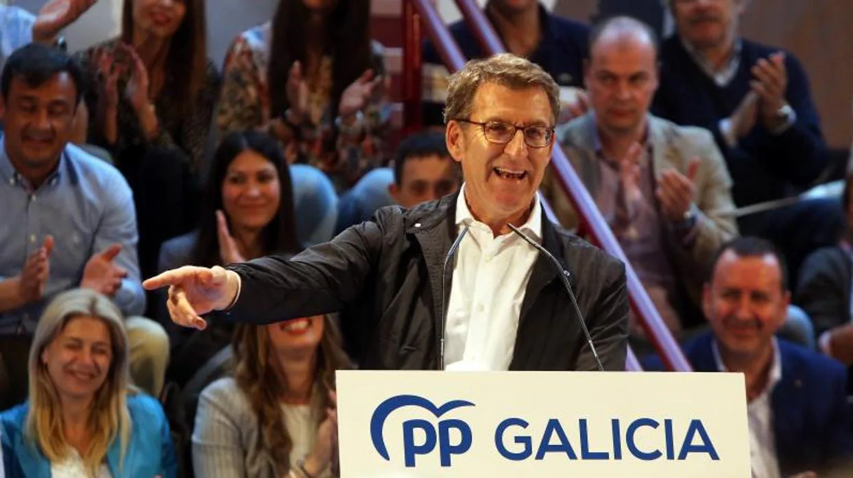 Feijóo en un mitin en Lugo durante la campaña de las elecciones municipales