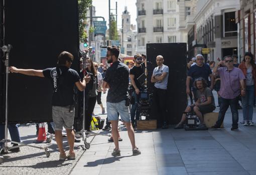 Rodaje de «La unidad» en Gran Vía, Madrid