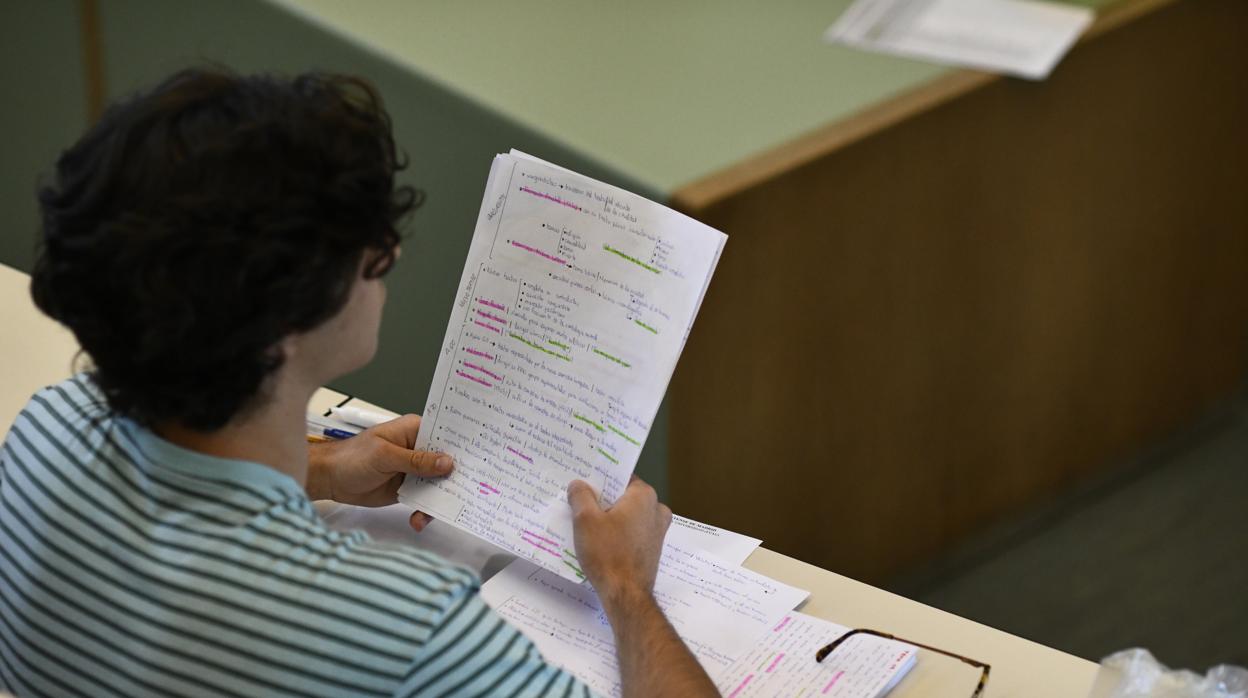 Un estudiante, antes del inicio de las pruebas de Selectividad