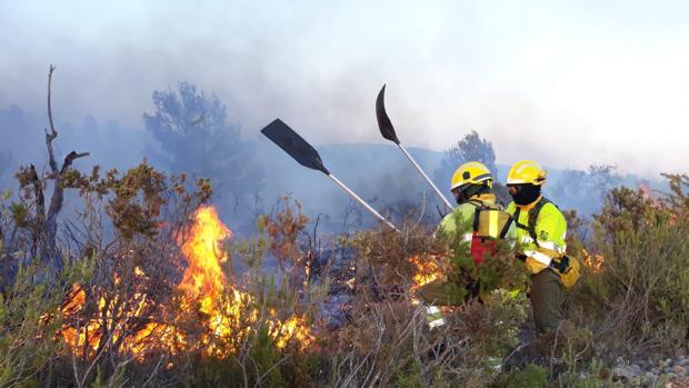 Los bomberos controlan el primer incendio forestal del verano en la Comunidad Valenciana