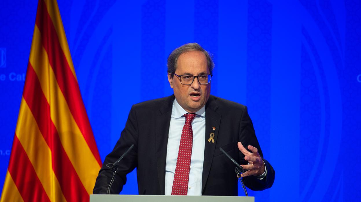 El presidente de la Generalitat, Quim Torra, durante una rueda de prensa